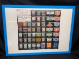 Vintage Framed Large Stamps. 1 1/2 times larger than the originals. by H.E. Harris