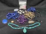 Gemstone Jewelry Lot. Amethyst, Pearl, Lapis Lazuli, Rose Quartz