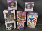 Marvel Comics Loot Crate Exclusive QFigs, Dorbs, Mega Blocks, Replica Cap Shield.