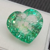Stunning 8.63ct translucent green heart cut Emerald gemstone