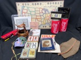 Mixed Goods Lot. State Quarters, Coke Can Banks, CDs, John Lennon Book, More