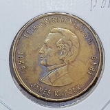 James Polk rare antique copper medal circa 1920s nice