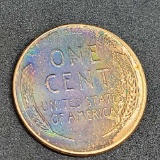 Purple Rainbow Rev BU++ Wheat cent