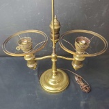 Vintage heavy brass dual bulb light without shades