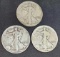 1943 walking liberty silver half lot 3 mints P-D-S