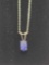 1/2 Ct Pear Shape Sapphire Necklace in Sterling Silver NEW