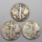 Walking liberty silver half lot of 3 better grades 90% silver 1.5 face value