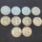 10 Benjamin Franklin Silver half dollars 90% silver