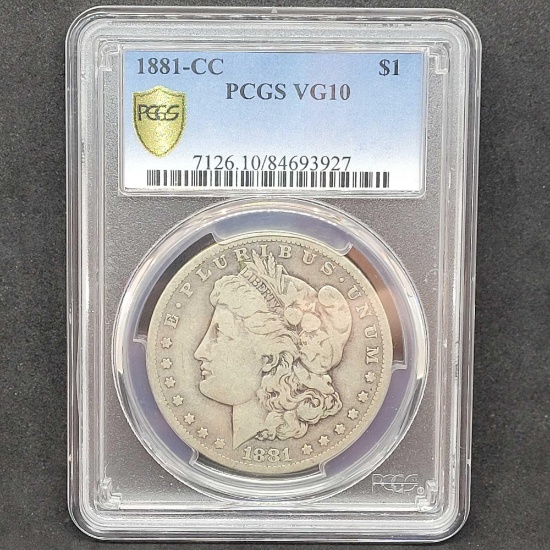 1881-CC Morgan Silver Dollar PCGS VG10