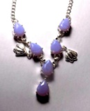 Blue moonstone sterling silver necklace new designer 15+ ct high end piece