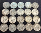 20 Silver Mercury Dimes Mixed dates 1930s- 1940s