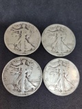 walking liberty silver half lot of 4 coins