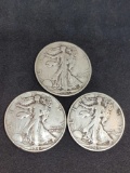 walking liberty silver half lot 3 coins