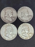4 Benjamin Franklin silver half dollar