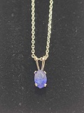 1/2 Ct Pear Shape Sapphire Necklace in Sterling Silver NEW