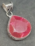 Enchanting 925 silver Kashmir Red Ruby gemstone pendant new