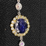 Sapphire Sterling Bracelet Sim. Diamonds With Amethyst Gemstones 6.75 inches