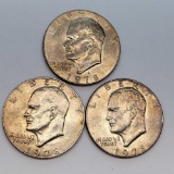 3 Eisenhower Dollars 1978 toned