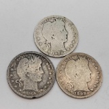 Silver Barber Quarter lot of 3 1898 1899 1908-O