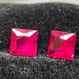 Pair Of Square Cut ruby?s .7 Carats Each