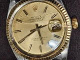 Certified Mens Rolex Wristwatch 2 Tone Datejust Oyster Perpetual style 16013 1982