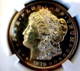 Morgan silver dollar 1879 s gem bu dmpl rainbow cameo monster mirrors rare find