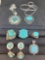 925 silver and turquoise lot 3 rings 2 necklaces earrings and pendant