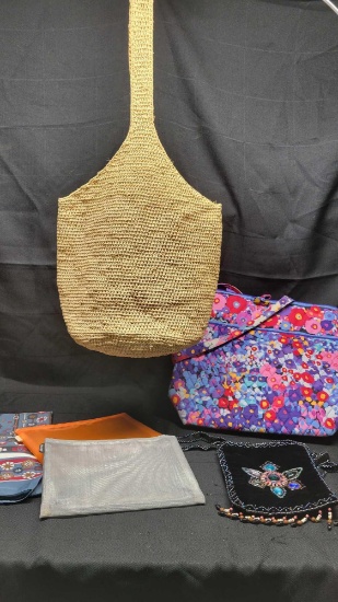 Beautiful Silk and Velvet Beaded bag...says Helen Kaminski Vera Bradley