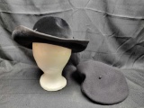 Sally Victor New York Black hat Wet Seal Beret......