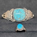 sterling silver shay turquoise bracelet and ring