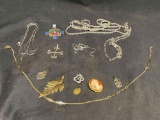 Silver Chains and Pendants, Some costume Jewelry. marked 925 Italy