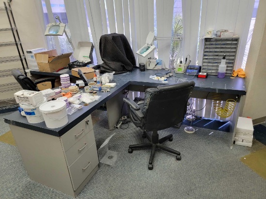 Laboratory Desk & Contents - Machines, Hardware, Parts