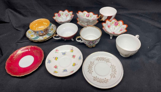 Fancy Tea Cups and Saucers. Mexico, Japan Mikado