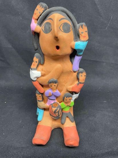 Navajo Storyteller Pueblo Native American Pottery Hand Coiled Southwestern Statue