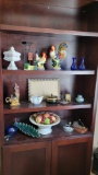 Contents of bookshelves Fitz Foyd rooster candle holder's