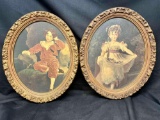 Vintage Ornate Oval Resin Framed Picture Red Boy and Miss Murray Prints Sir Thomas Lawrence located