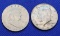 1951-S Silver Franklin and 1964 Kennedy silver half dollars 2 coins