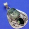 Native style pendant with green dragon stone and tear drop gem 925 sterling