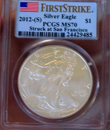 American silver eagle 2012 s pcgs certified ms 70 first strike rare find silver buillion
