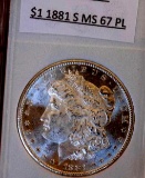 Morgan silver dollar 1881 s gem bu pl glassy ms++++++ frm obw roll nice coin