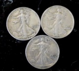 Walking Liberty half lot of 3 high grades au to uncs nice luster 90% silver lot