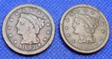 1847 and 1854 Braided Hair Liberty Head large cent