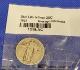 Standing liberty quarter 1924 VF+ 90% Silver sealed in littleton pouch