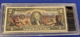 Grand Canyon Colorized $2 dollar bill crisp bu++