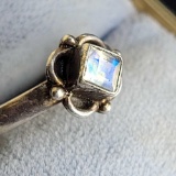 Antique native Moonstone gemstone ring. Circa 1920s very old sterling