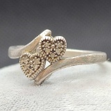 Sterling silver antique native ring with hearts