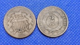 1864 & 1865 2 cent coins