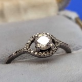 Silver 925 ring With diamond looking stones ring size 8