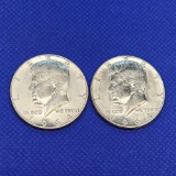 2 1964 Kennedy silver halfs Frosty