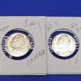 1944 and 1945 Jefferson Nickel D/D silver coins